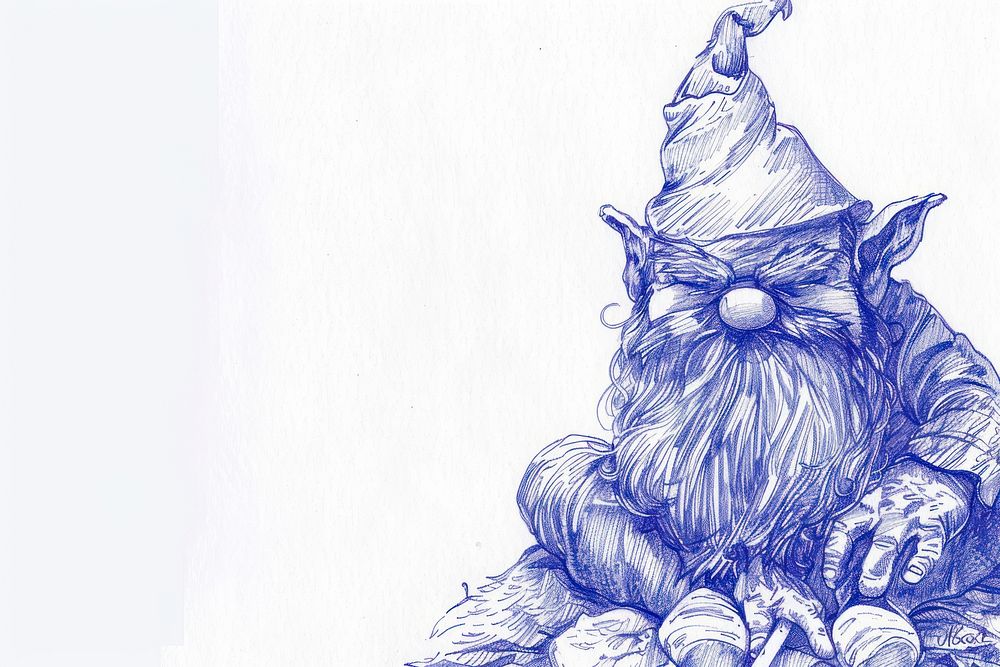 Vintage drawing gnome sketch representation illustrated.