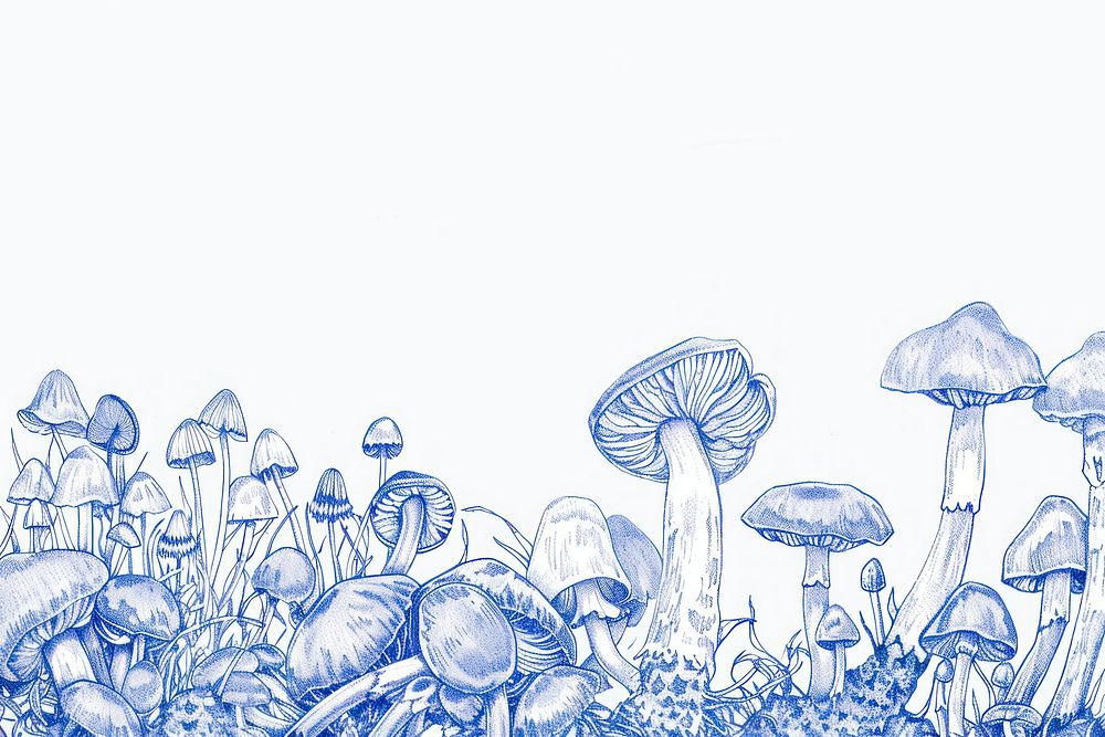 Vintage drawing mushrooms fungus sketch plant.
