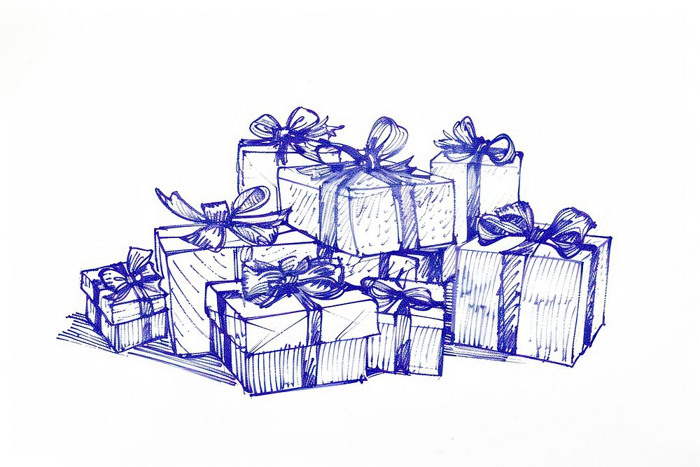 Gift boxs drawing sketch paper.