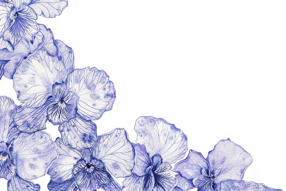 Vintage drawing sweet violet flowers sketch petal plant.
