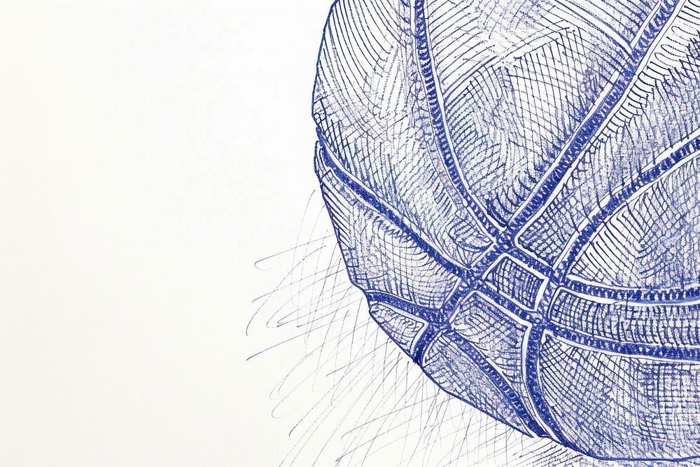 Vintage drawing sports sketch paper ball.