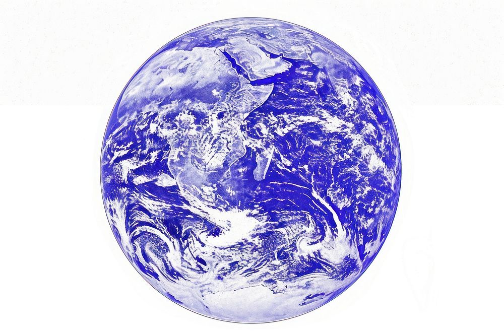Vintage drawing earth planet space sphere globe.