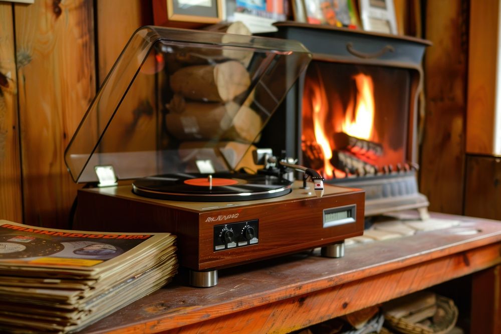 Record player electronics fireplace record.