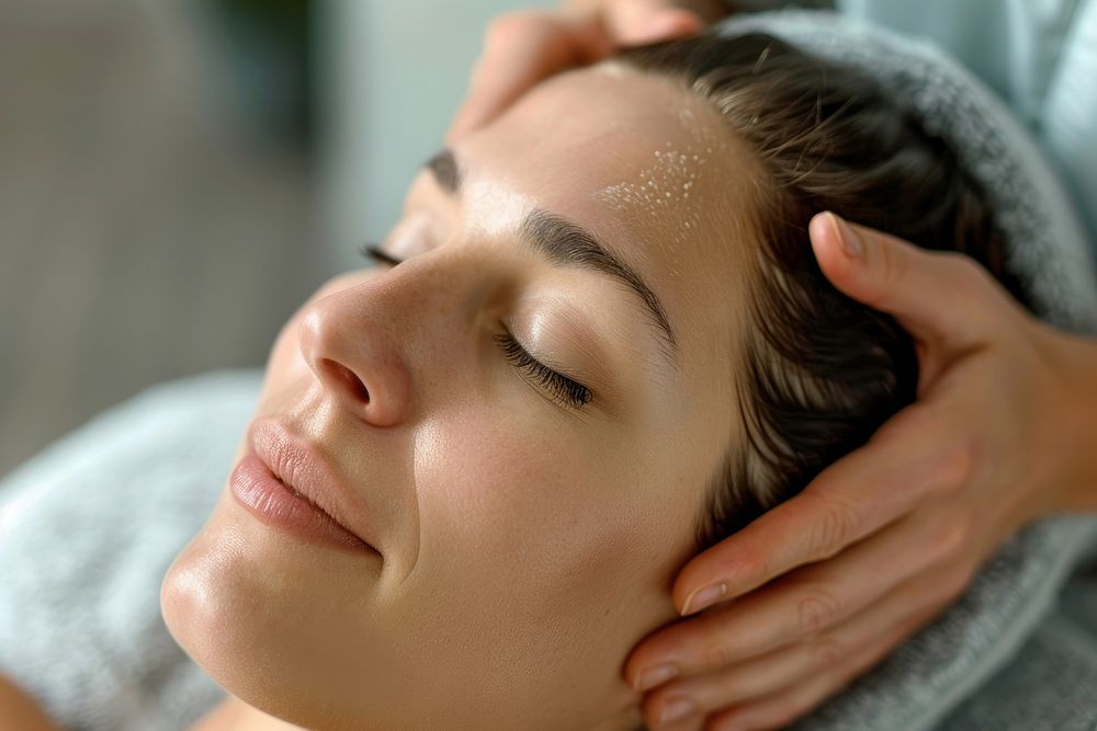 Head massage adult woman spa.