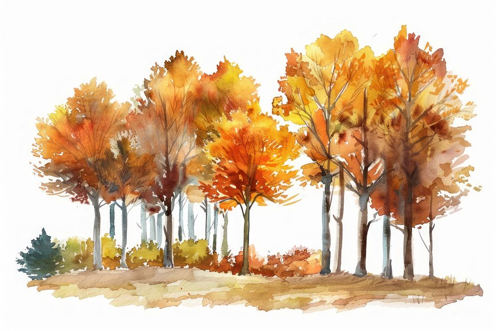 Autumn forest outdoors painting autumn.