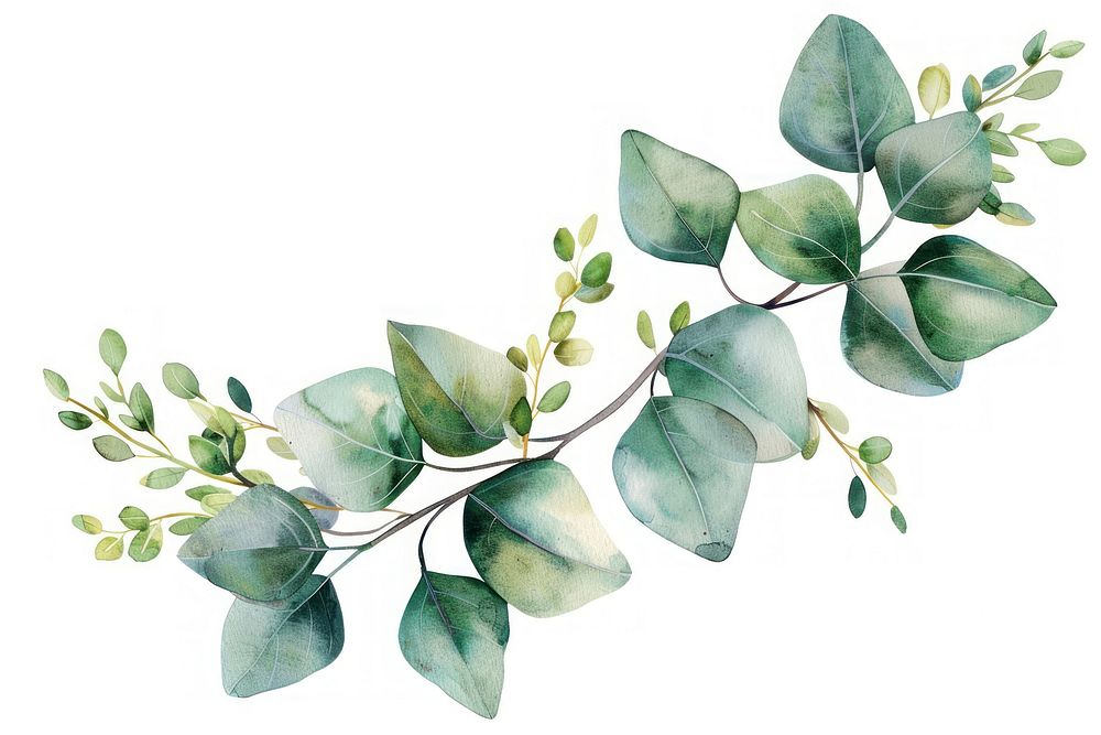 Eucalyptus floral wreath plant leaf white background.