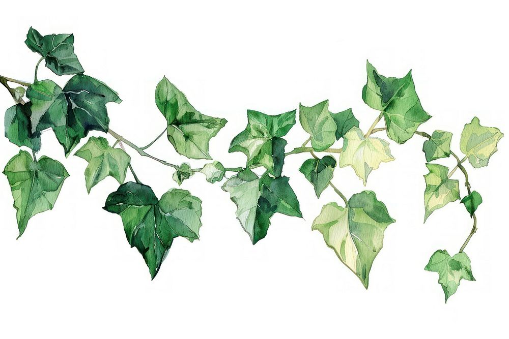 Ivy vine plant leaf white background.