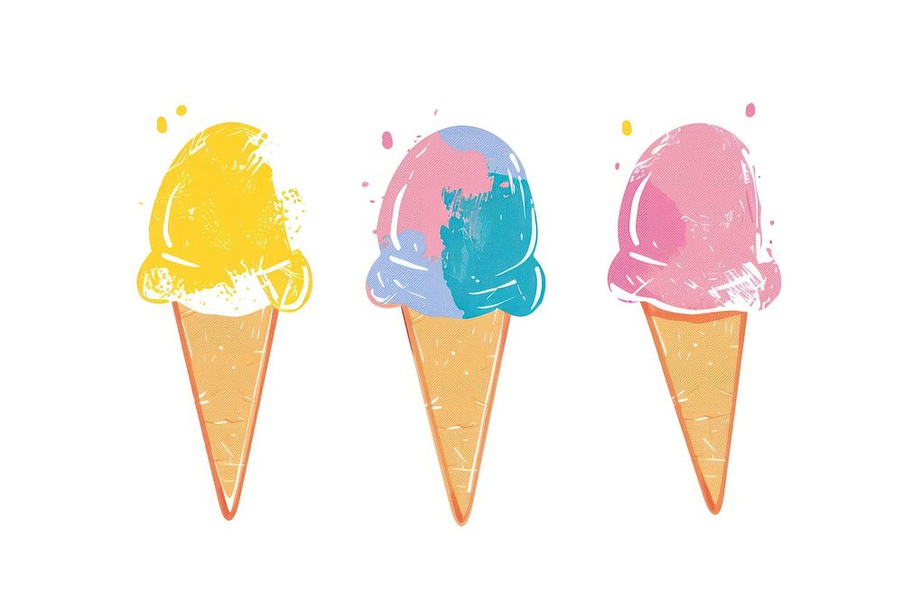 Vector ice cream impressionism dessert food cone.