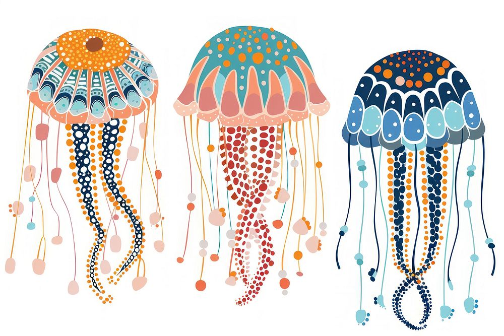 Vector jellyfish impressionism animal art invertebrate.