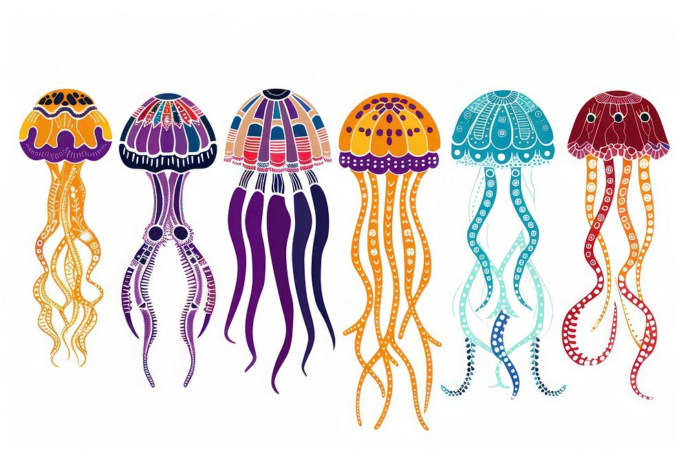 Vector jellyfish impressionism white background invertebrate creativity.