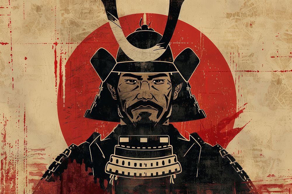 Portrait samurai art representation.