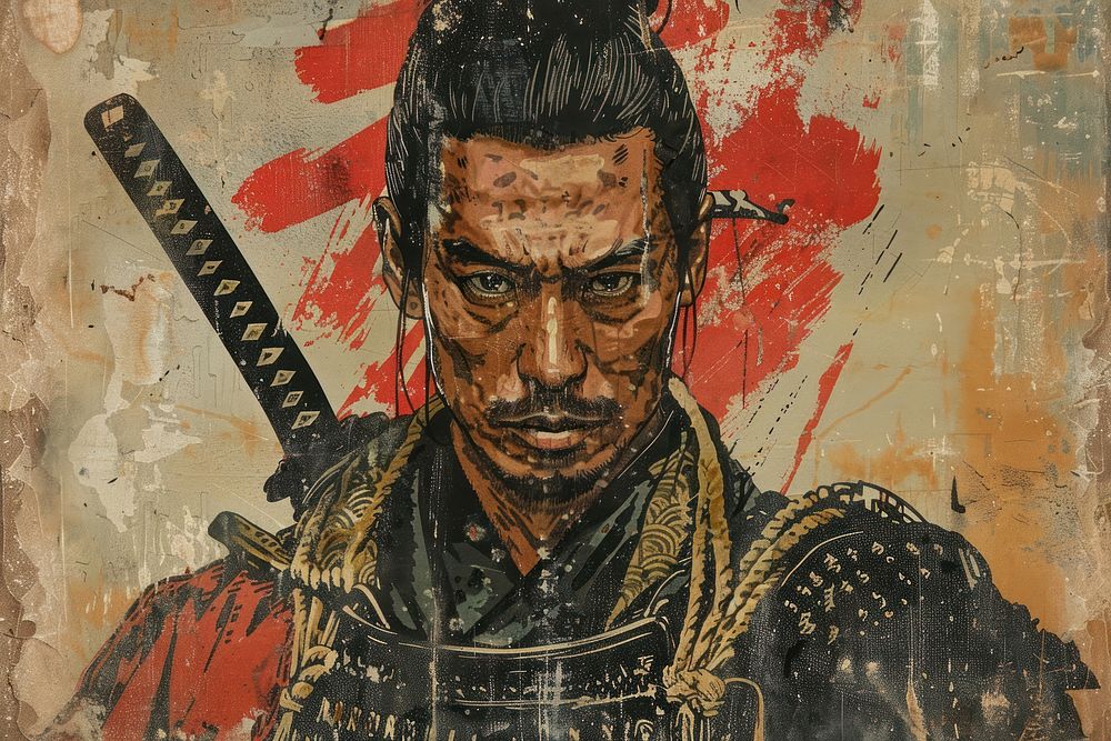 Portrait painting samurai art.