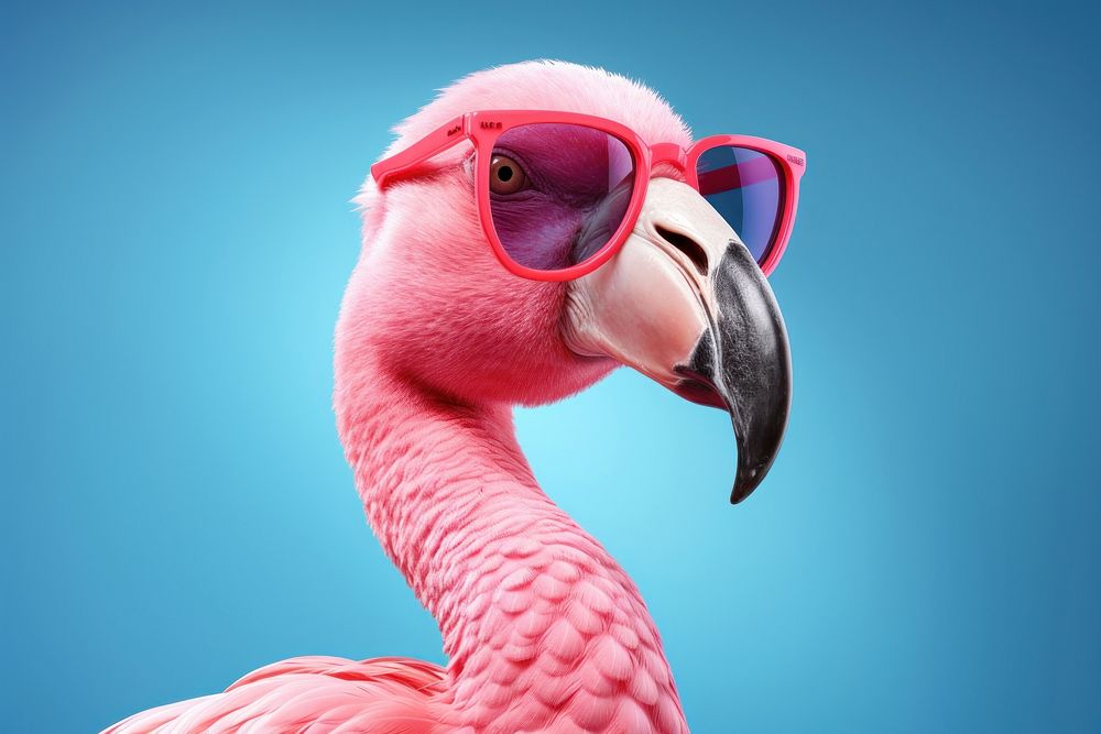 Flamingo wearing sunglasses accessories accessory animal.