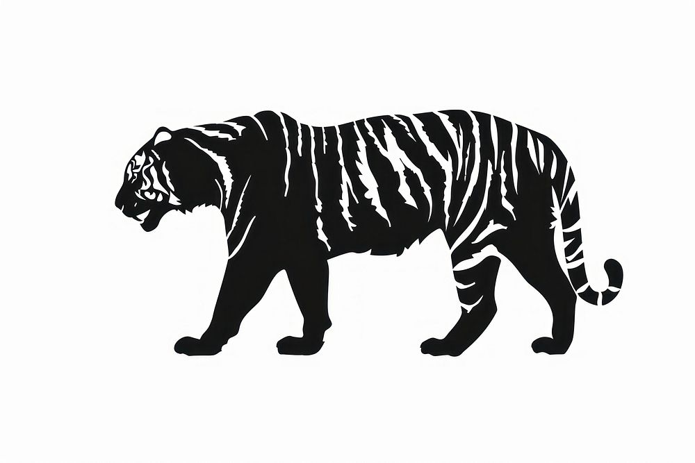 Tiger silhouette wildlife stencil animal.