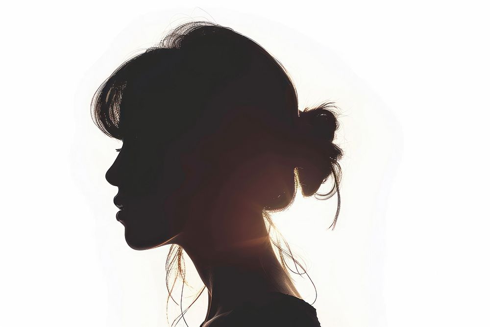 Woman profile silhouette clip art backlighting adult white background.
