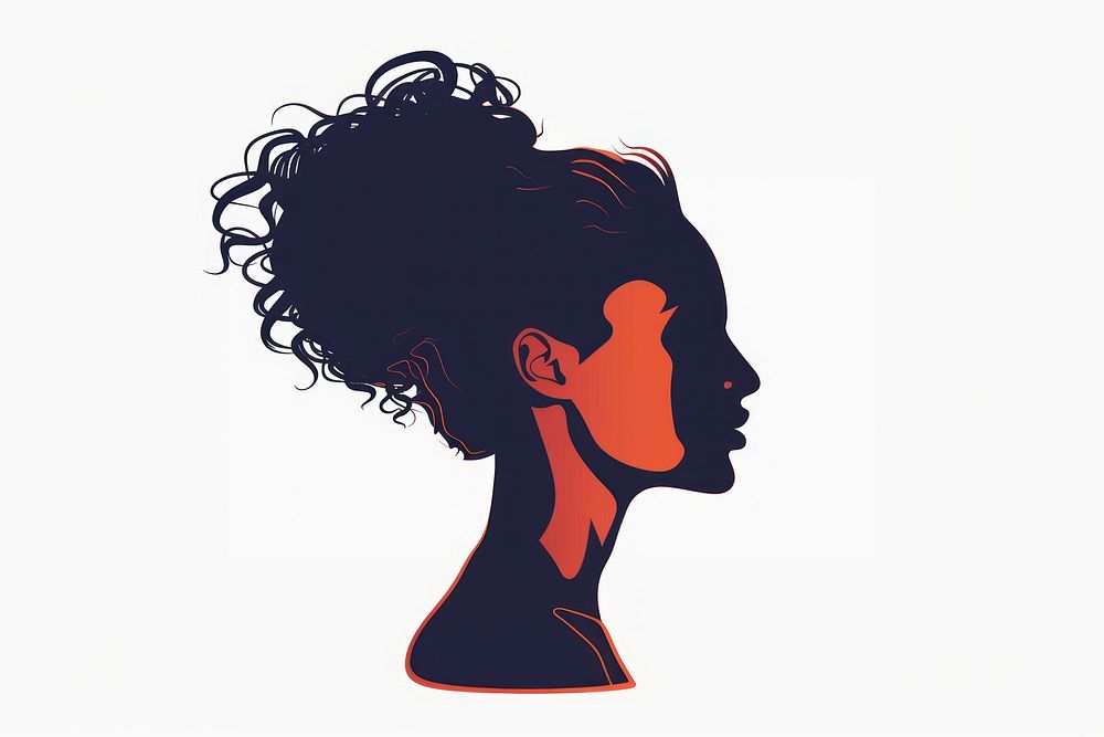 Woman profile silhouette clip art portrait adult white background.