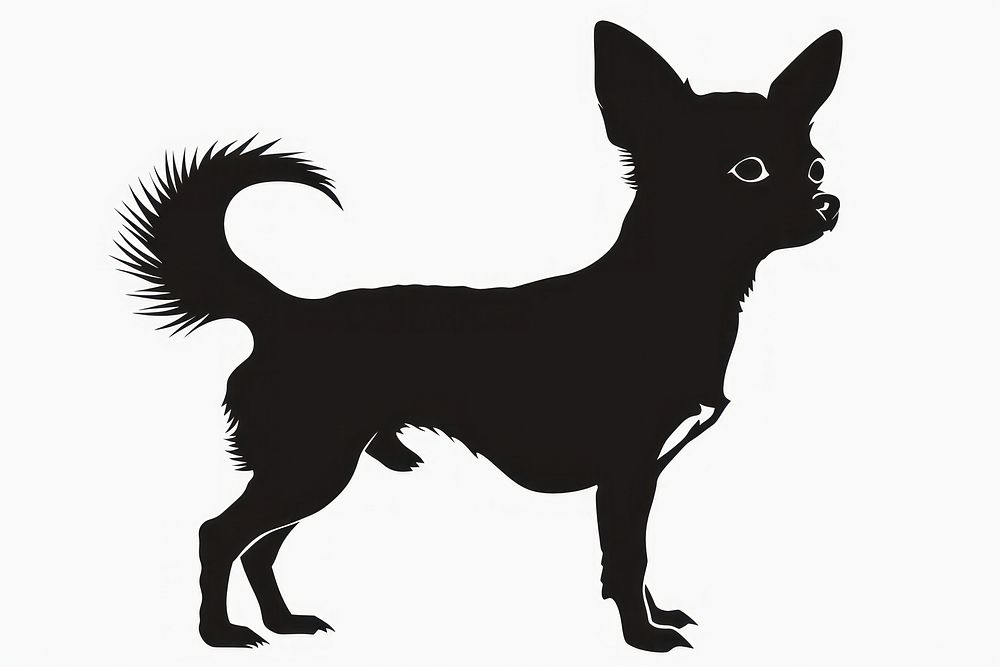 Chihuhua dog silhouette clip art mammal animal black.