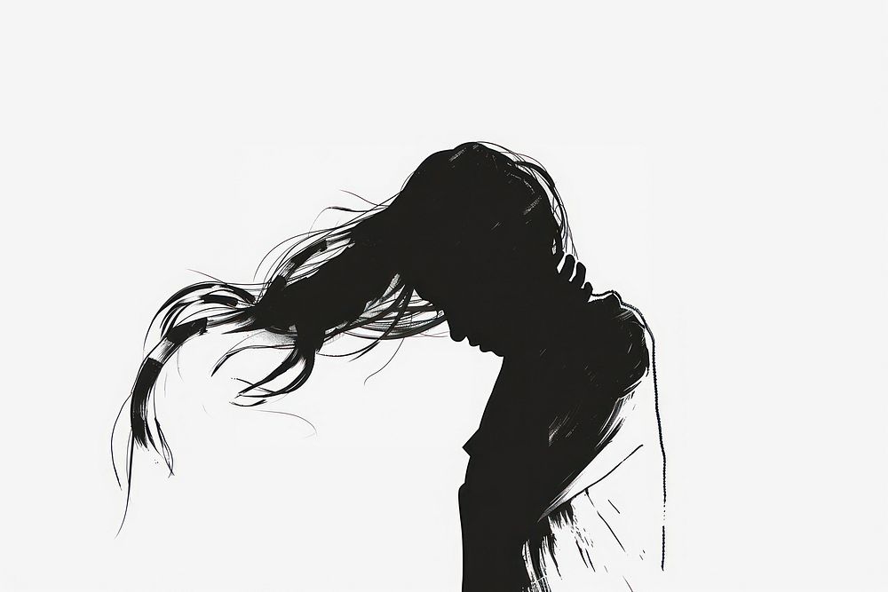 Crying woman silhouette clip art drawing sketch adult.