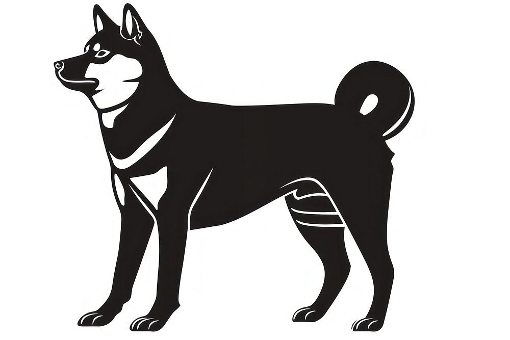 Shiba dog silhouette clip art mammal animal black.