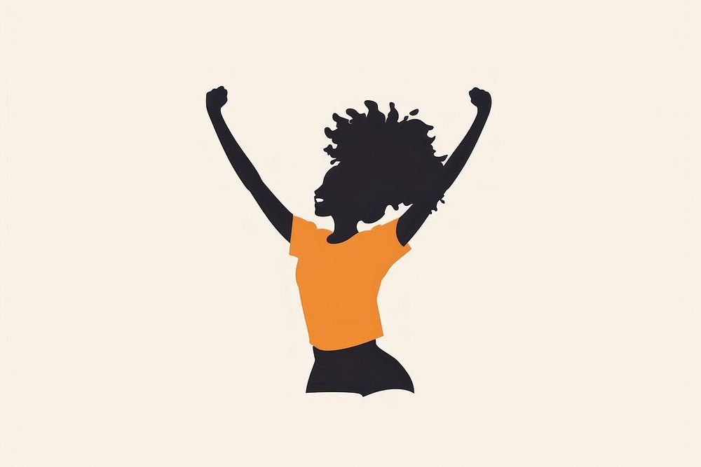 Woman celebrating silhouette clip art white background creativity happiness.