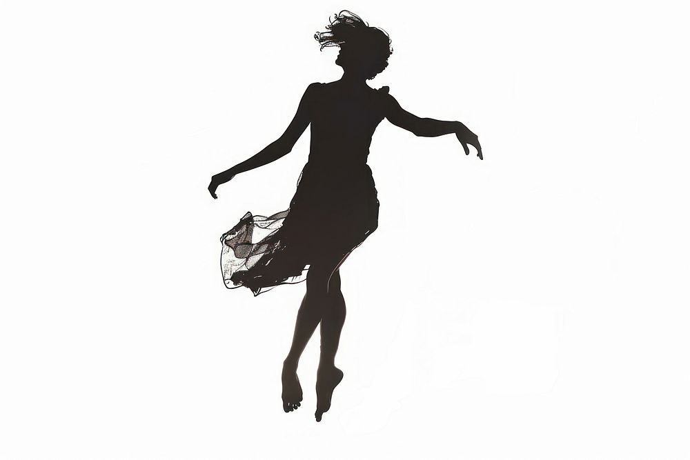 Woman dancing silhouette clip art adult black white background.