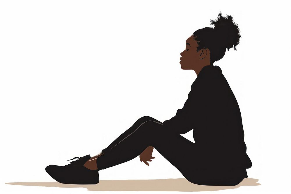 Woman sitting silhouette clip art footwear black shoe.