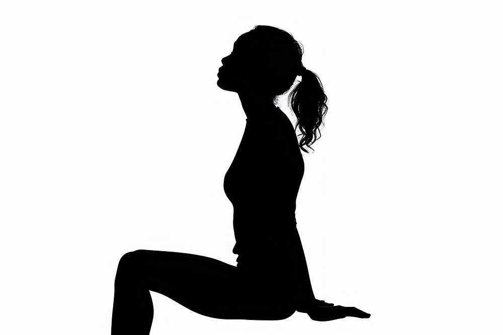Woman sitting silhouette clip art adult black white background.