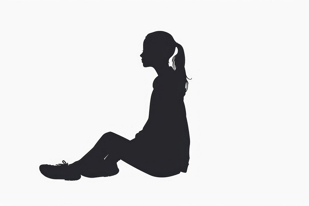 Woman sitting silhouette clip art adult black white.