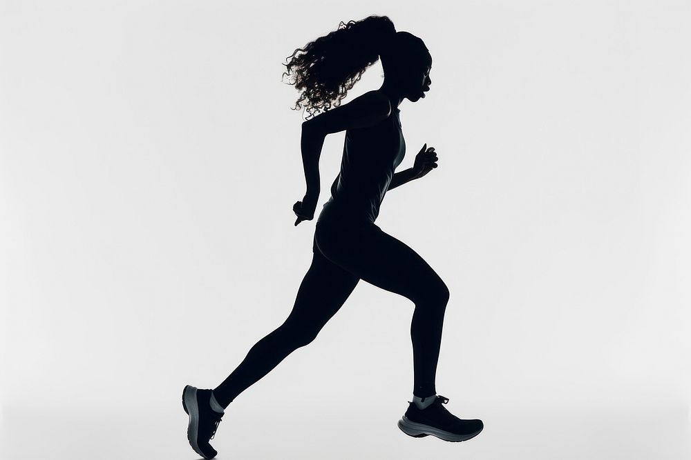 Woman running silhouette clip art footwear adult black.