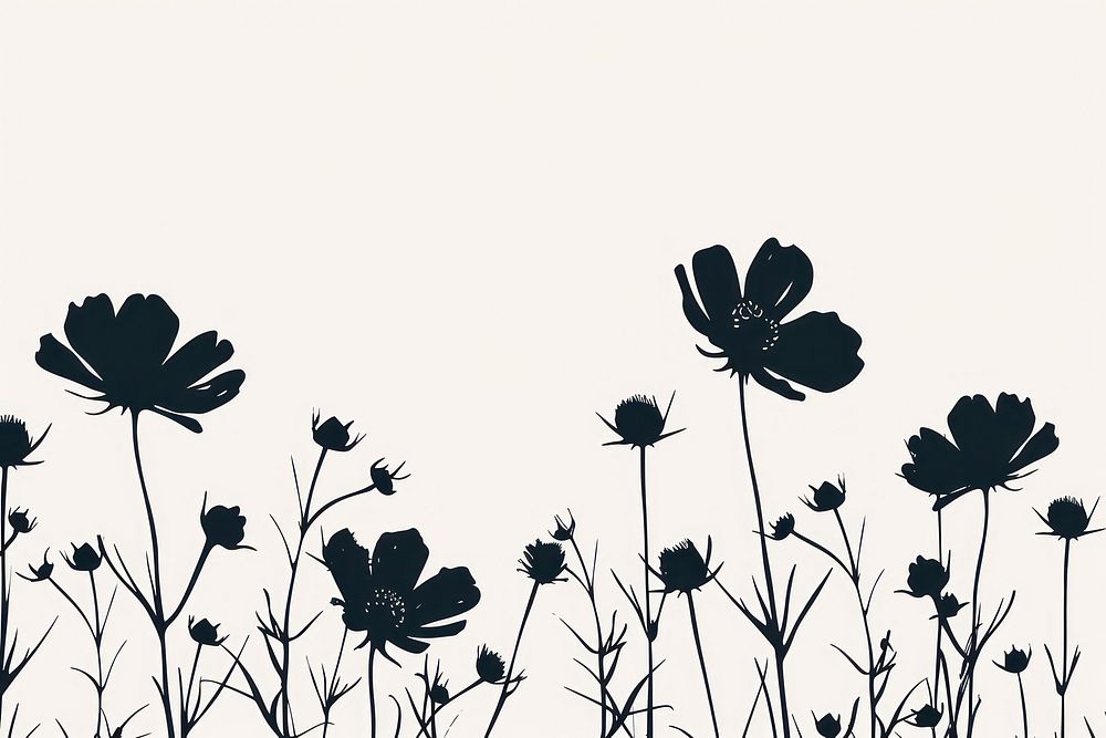 Flower border silhouette clip art backgrounds pattern plant.