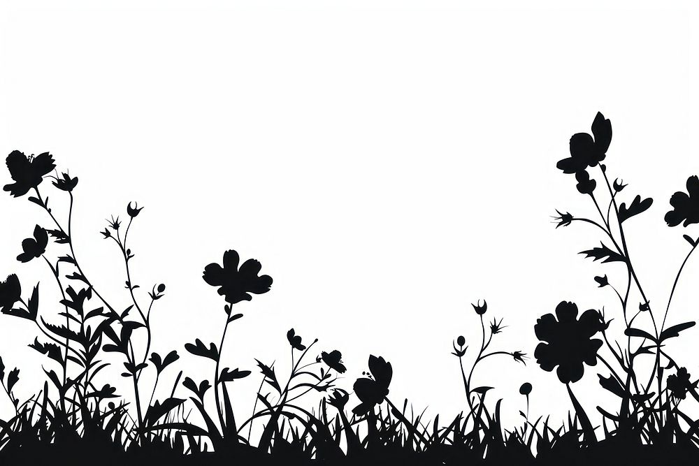 Flower border silhouette clip art outdoors nature black.