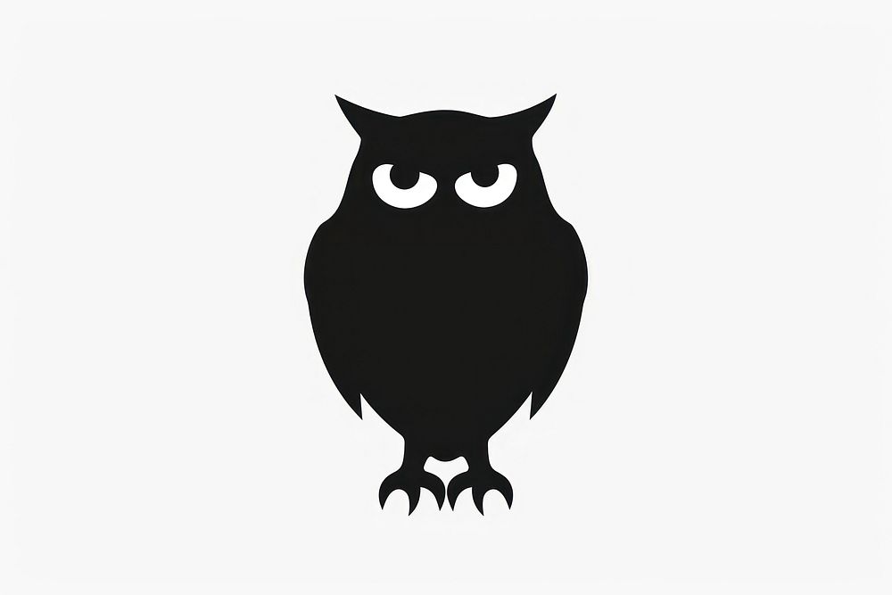 Owl silhouette clip art animal black logo.