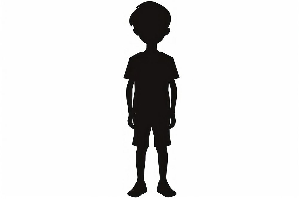 Little boy silhouette clip art black white background representation.