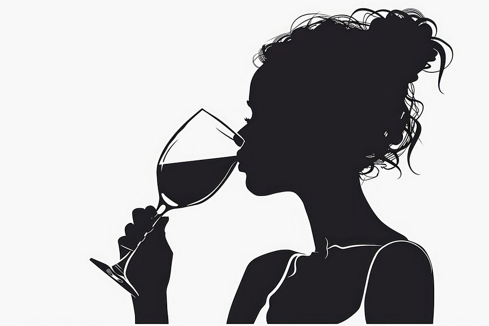 Woman drinking wine silhouette clip art glass adult black.