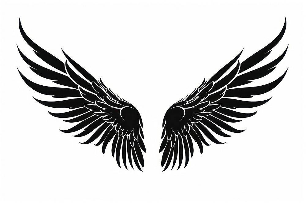 Angel wing silhouette clip art stencil vulture emblem.