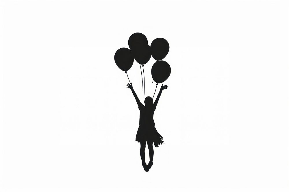 Birthday balloon silhouette clip art white background representation celebration.