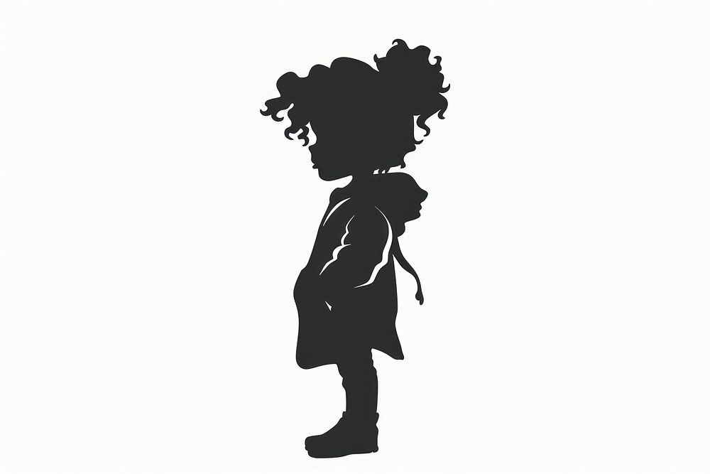Little kid silhouette clip art black white white background.