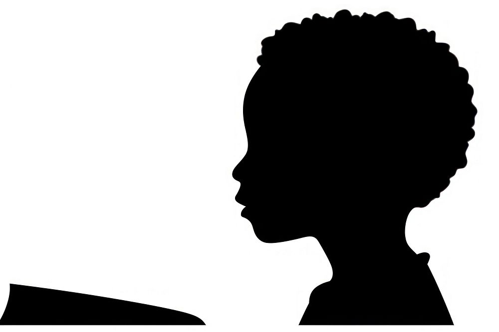 Children head close-up silhouette stencil female.