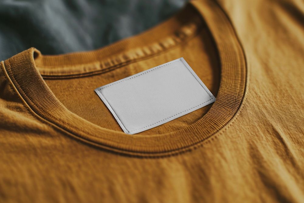 Dull yellow t-shirt with blank branding label