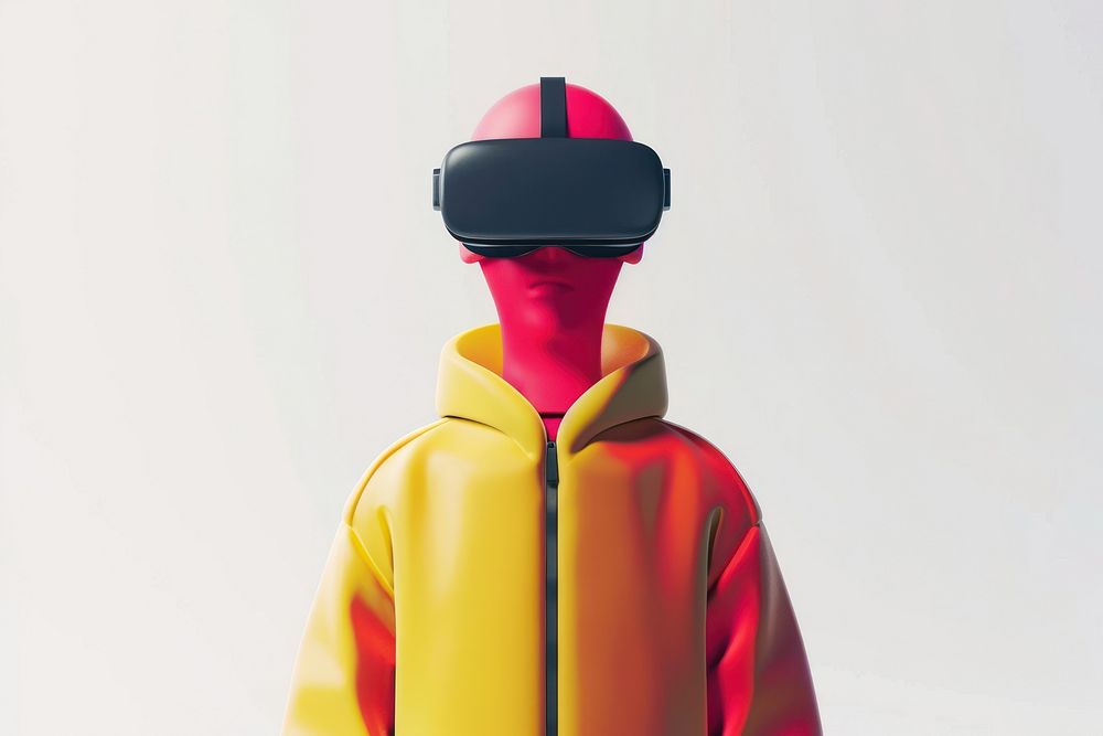 Man wearing a VR photography sweatshirt technology.