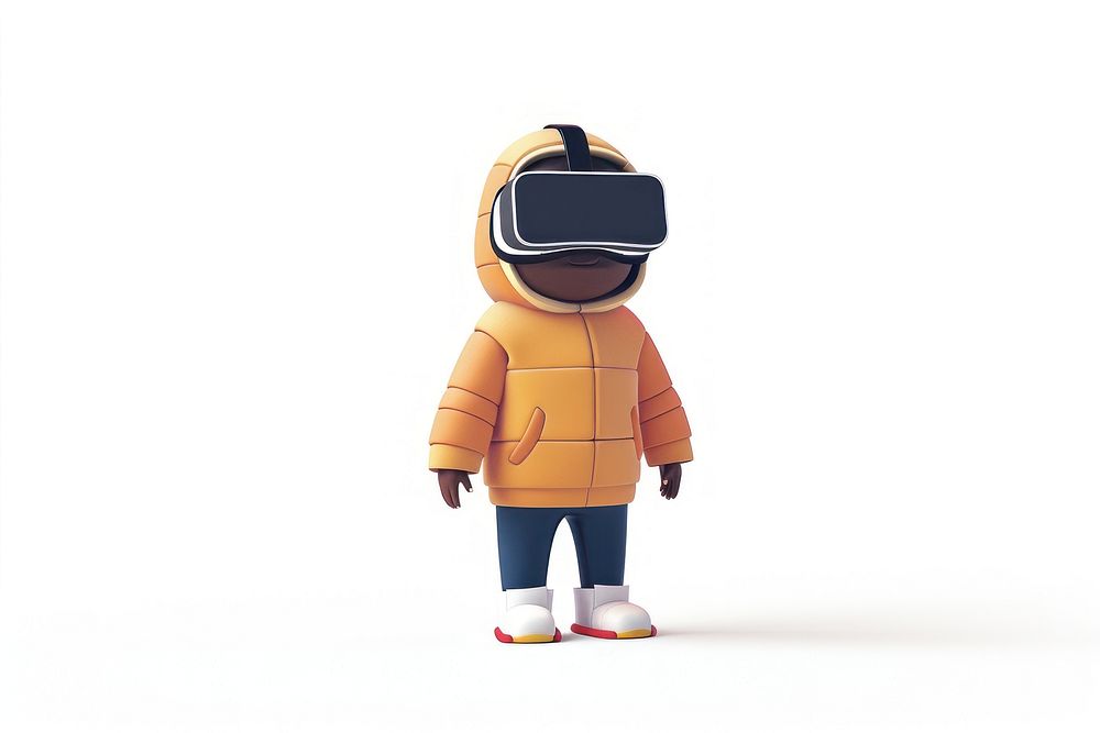 Man wearing a VR cute white background representation.