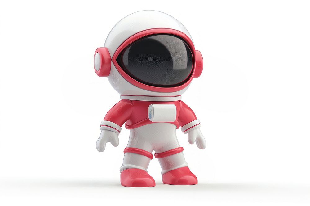 Astronaut robot toy white background.