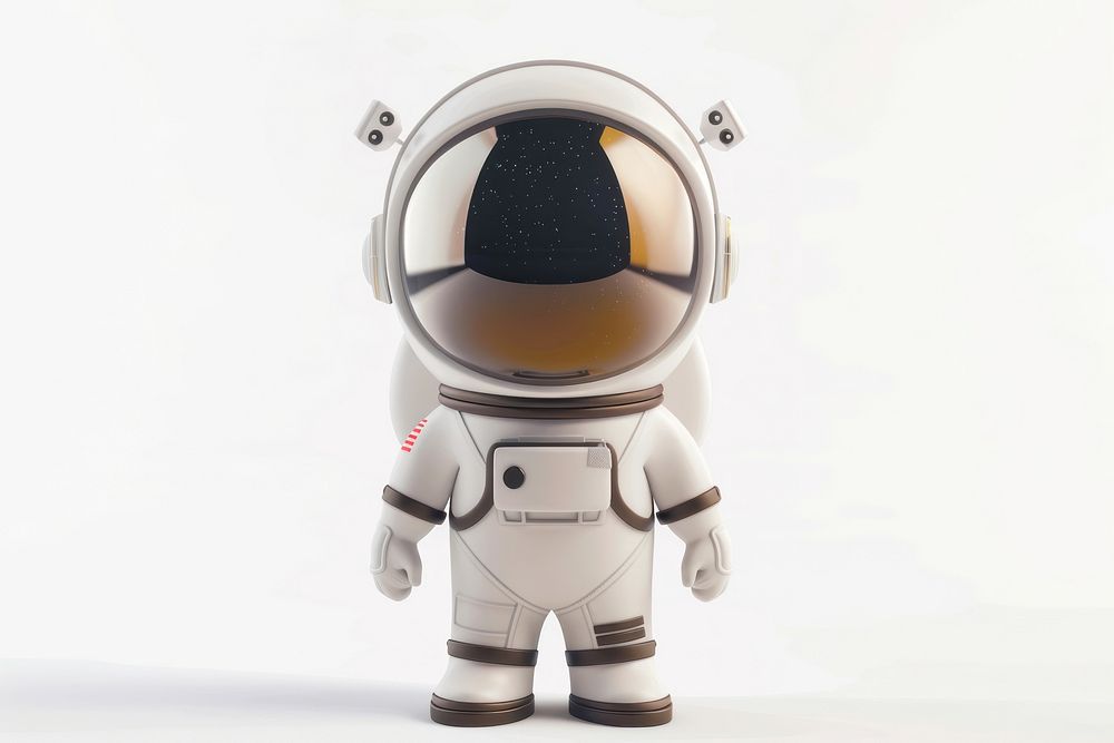 Astronaut toy white background protection.