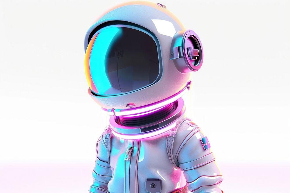 Astronaut glowing outfit futuristic technology protection.