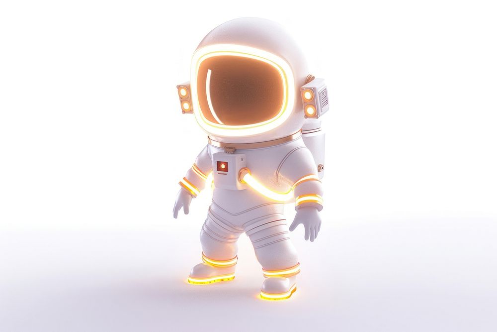 Astronaut glowing outfit futuristic clothing cartoon.