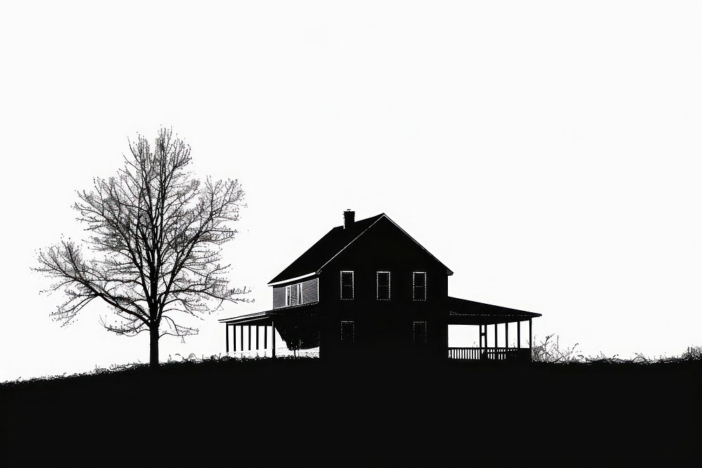 Farm house silhouette architecture backlighting building.