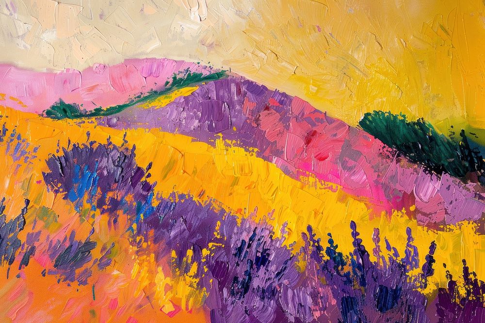 Field of lavender painting purple art.