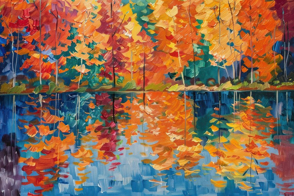 A serene lake painting art modern art.