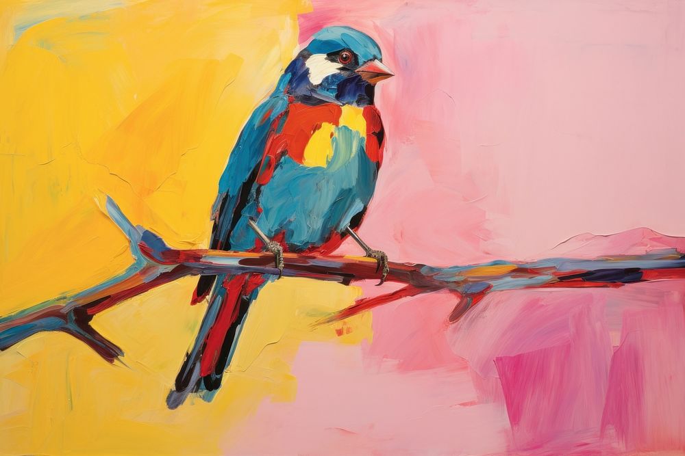 A lone bird painting animal finch.