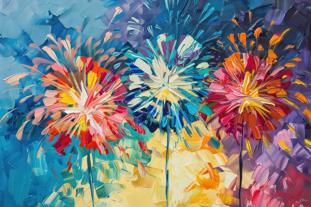A festive fireworks display painting asteraceae graphics.